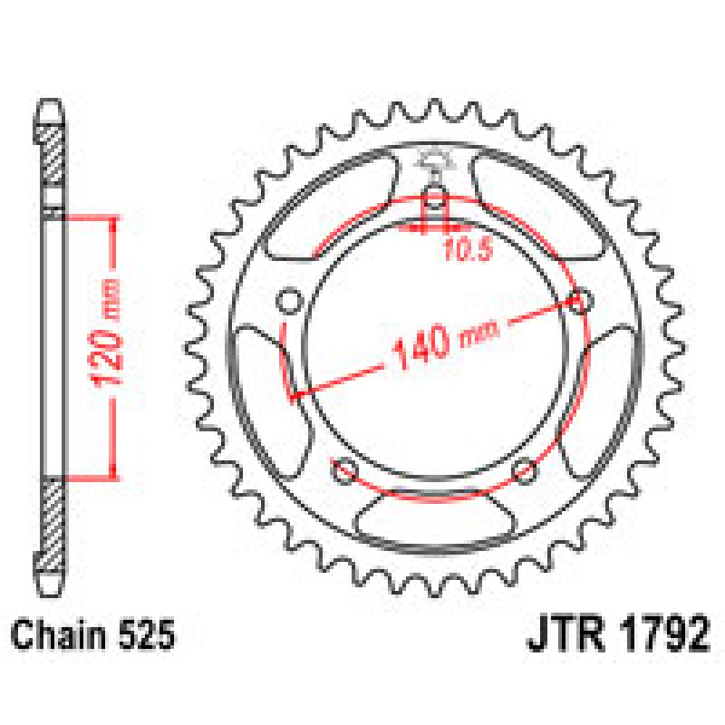 Звезда задняя JT JTR1792.42 Suzuki GSR750 2011-17 / V-Strom DL1000